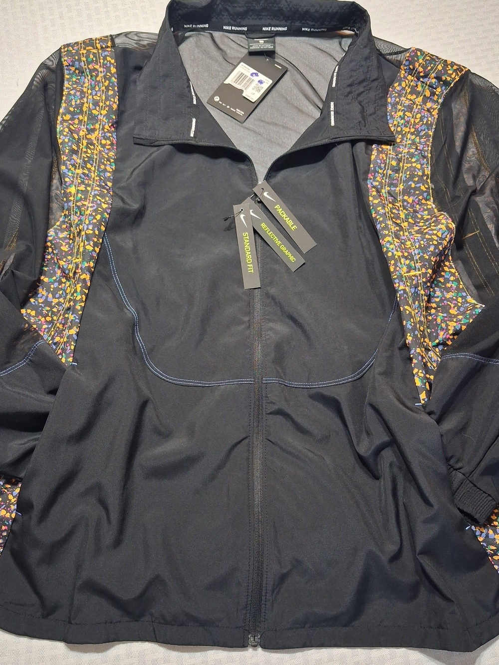 Champion Men’s Black Packable Jacket with Multicolor Trim
